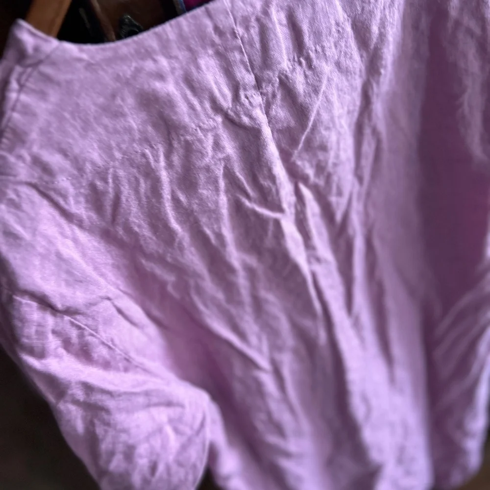 Linencloud linen lavender Tunic Midi dress 3/4 sleeve dress. - Picture 11 of 14